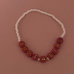 Pink and White Beaded Bracelet